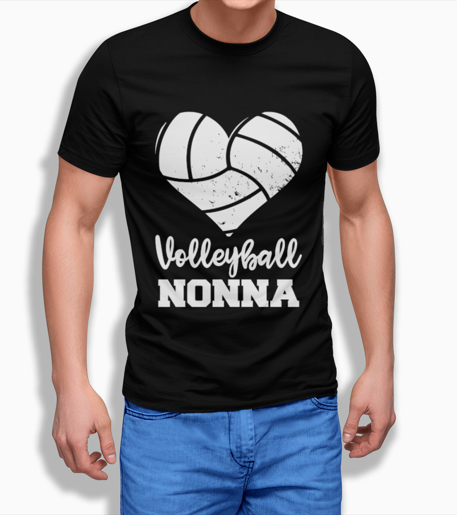 Volleyball Nonna Distressed Heart T-Shirt