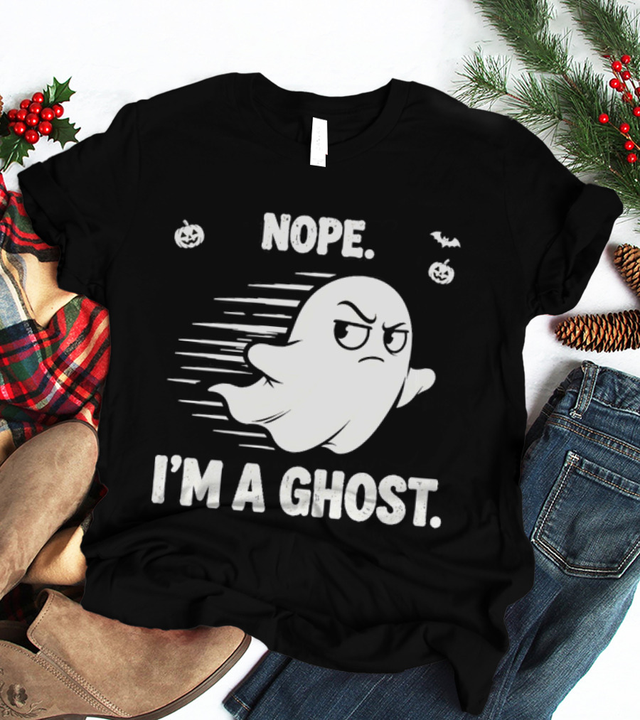 Nope I'm A Ghost Halloween Spooky With Pumpkins And Bats T-Shirt