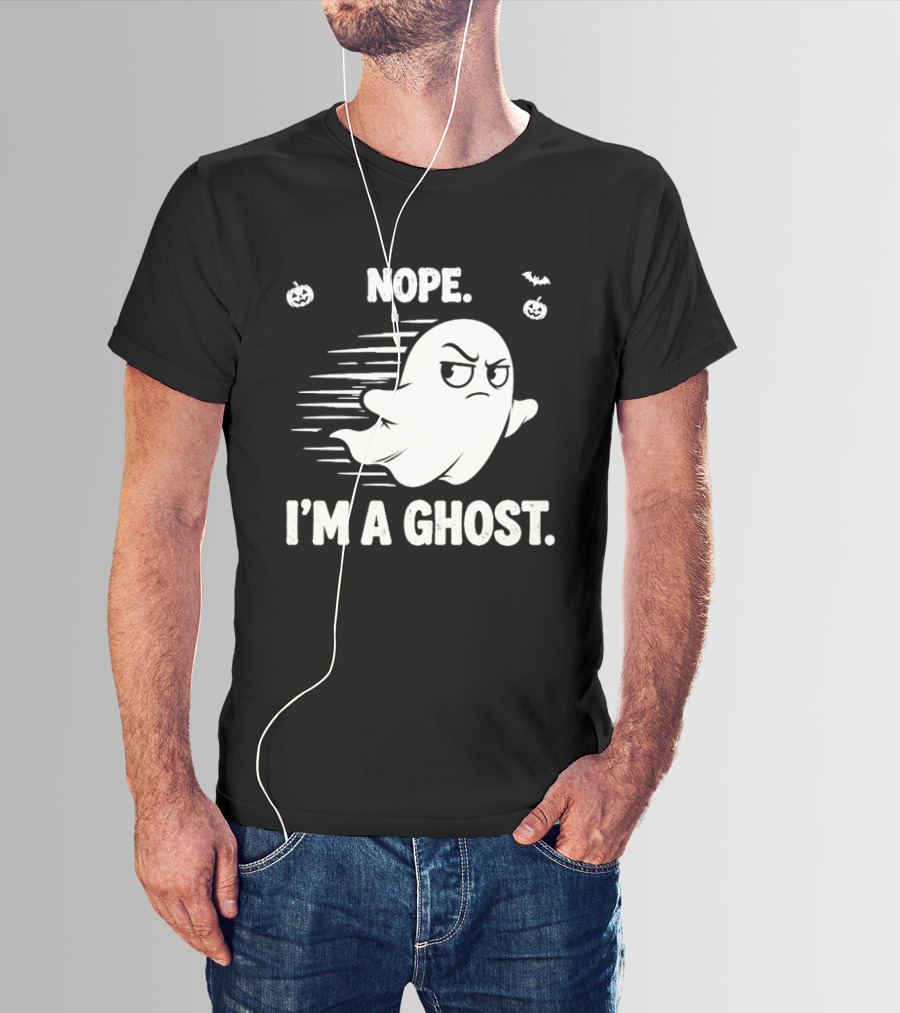Nope I'm A Ghost Halloween Spooky With Pumpkins And Bats T-Shirt