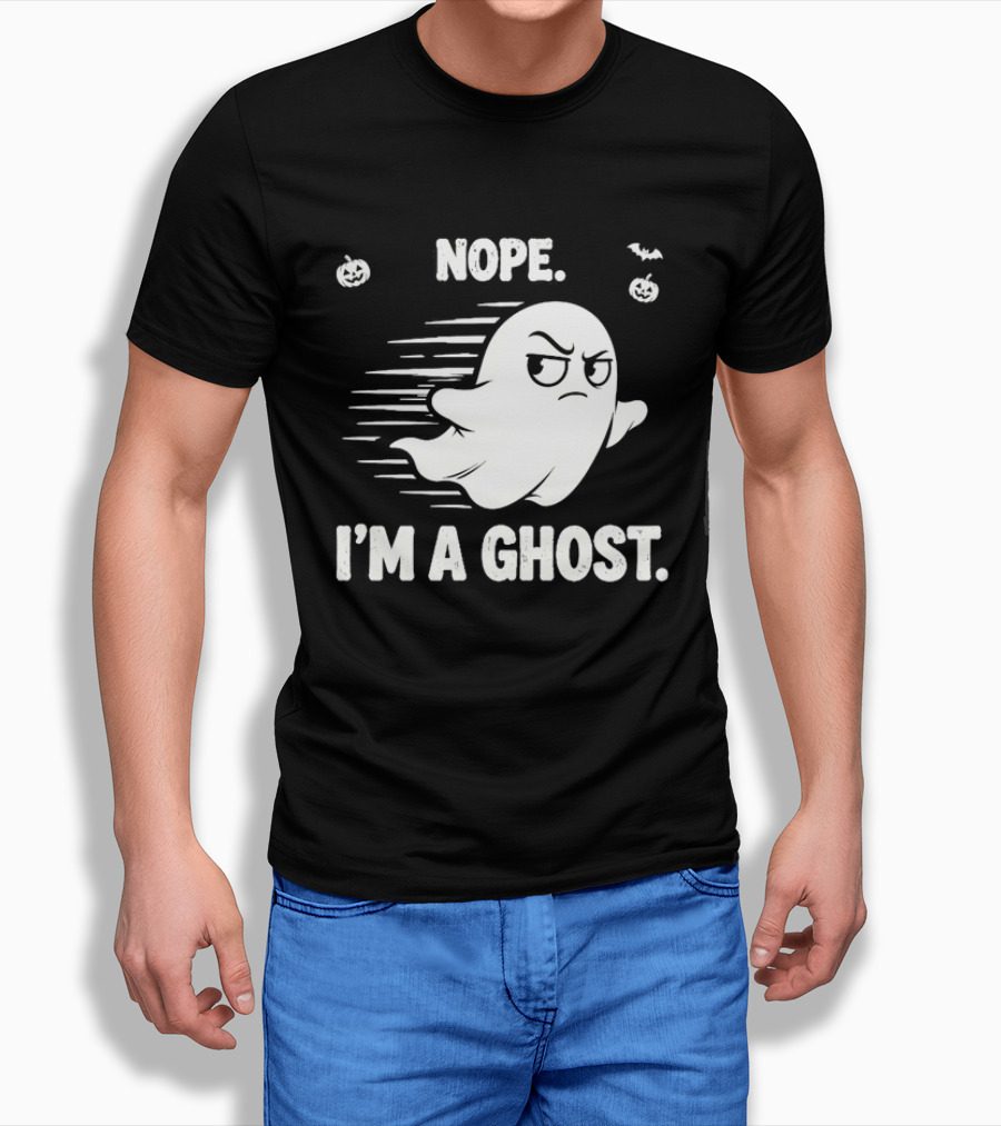 Nope I'm A Ghost Halloween Spooky With Pumpkins And Bats T-Shirt
