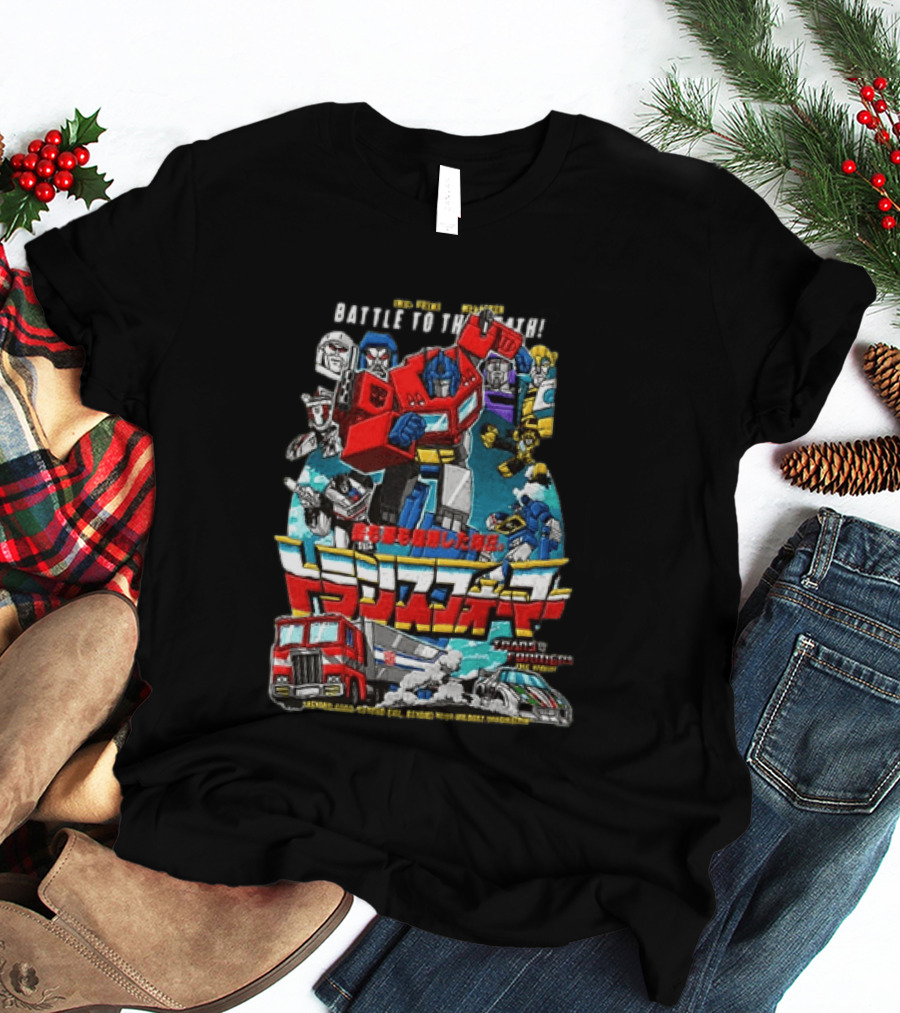Optimus Prime Megatron Transformers Battle To The Death Beyond Good Japanese Text Autobots Decepticons Truck Robot T-Shirt