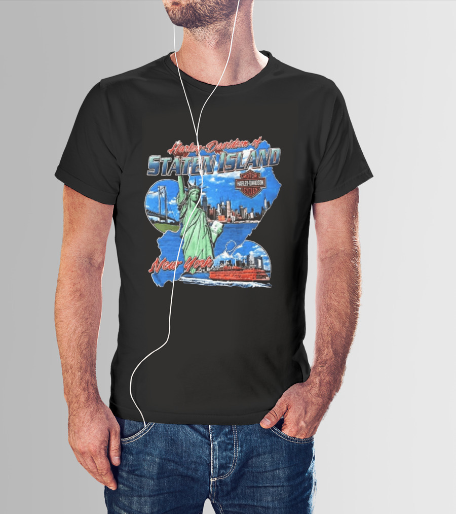 Harley Davidson Of Staten Island Liberty NYC Skyline New York T-Shirt