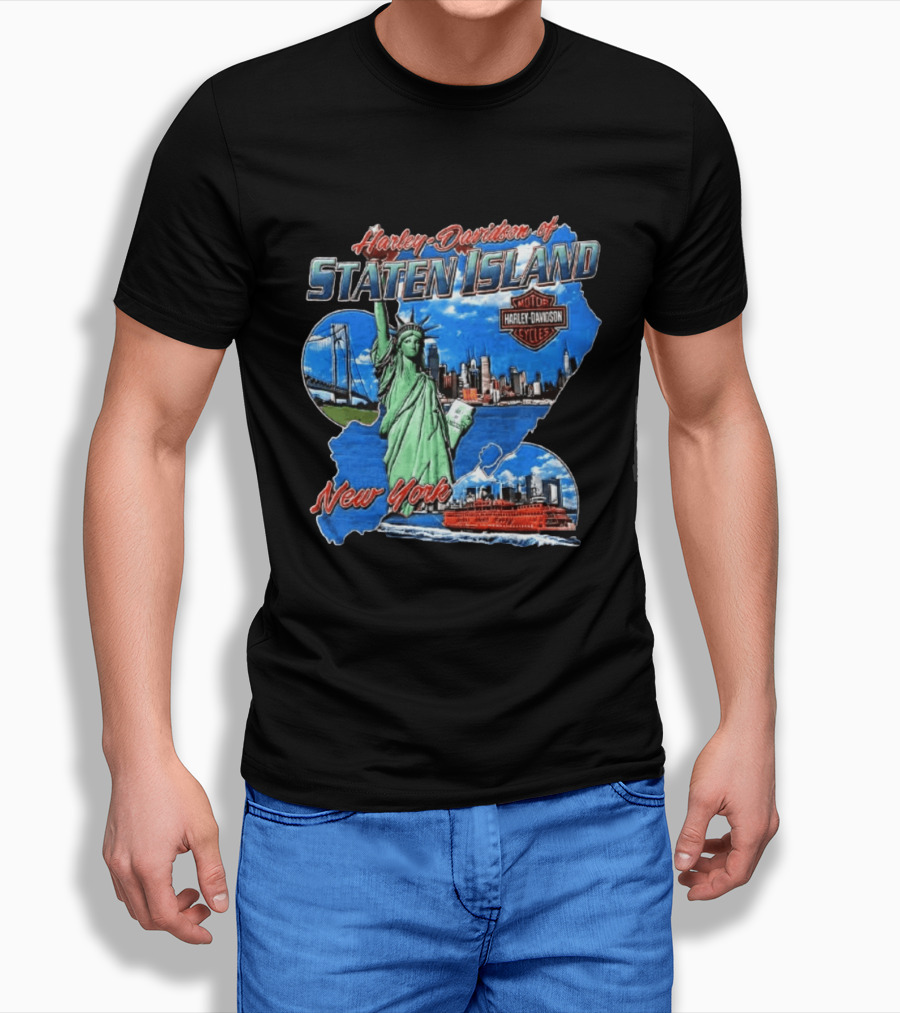 Harley Davidson Of Staten Island Liberty NYC Skyline New York T-Shirt