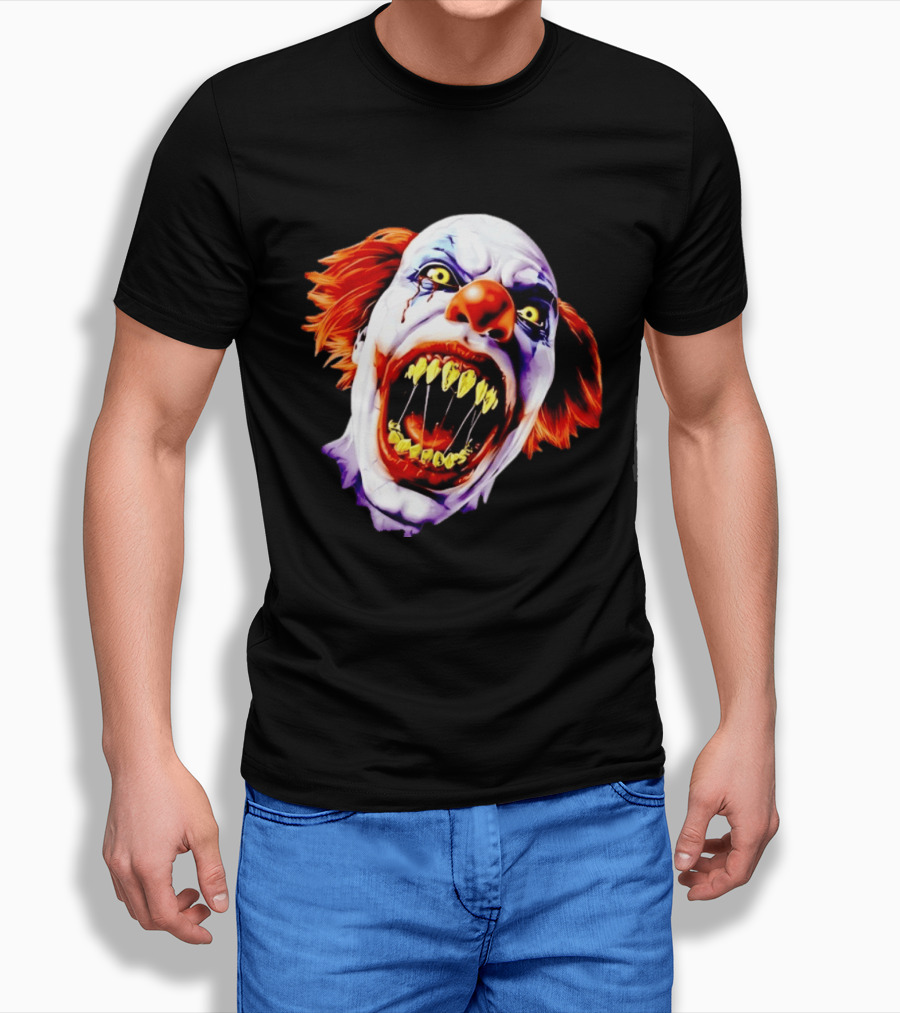Scary Pennywise The Clown IT Horror Teeth And Fiery Hair T-Shirt