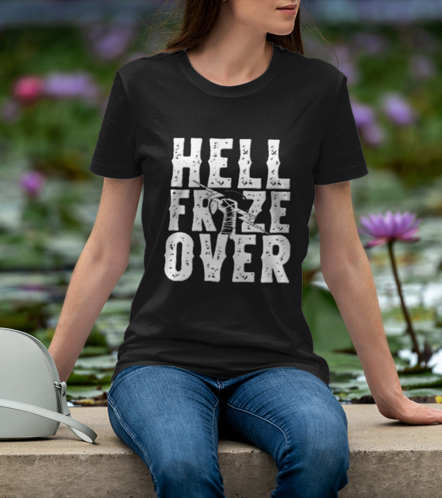 Hell Froze Over Taped Fist Lightning Bolt Distressed T-Shirt