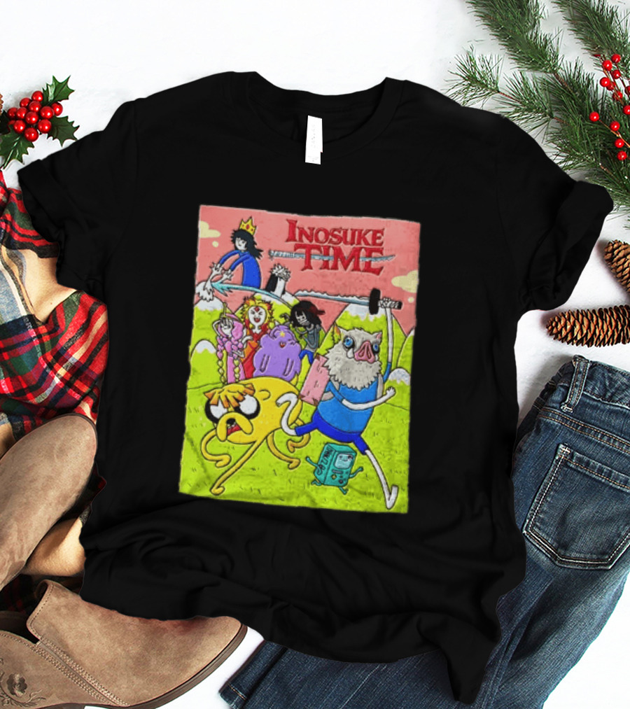 Inosuke Time Adventure With Demon Slayer Crossover Characters T-Shirt