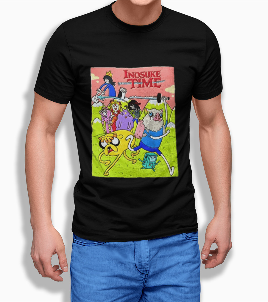 Inosuke Time Adventure With Demon Slayer Crossover Characters T-Shirt