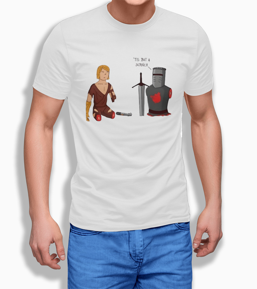 Anakin Skywalker And The Black Knight 'Tis But A Scratch Crossover Humor T-Shirt