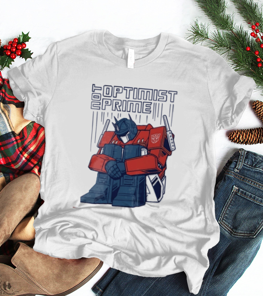 Optimist Prime Depressed Sad Robot Autobots Sitting T-Shirt
