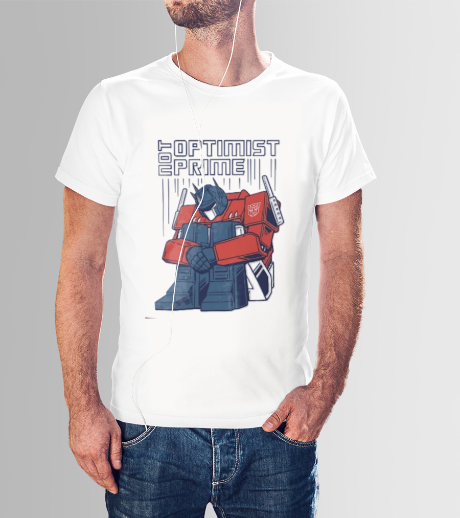 Optimist Prime Depressed Sad Robot Autobots Sitting T-Shirt