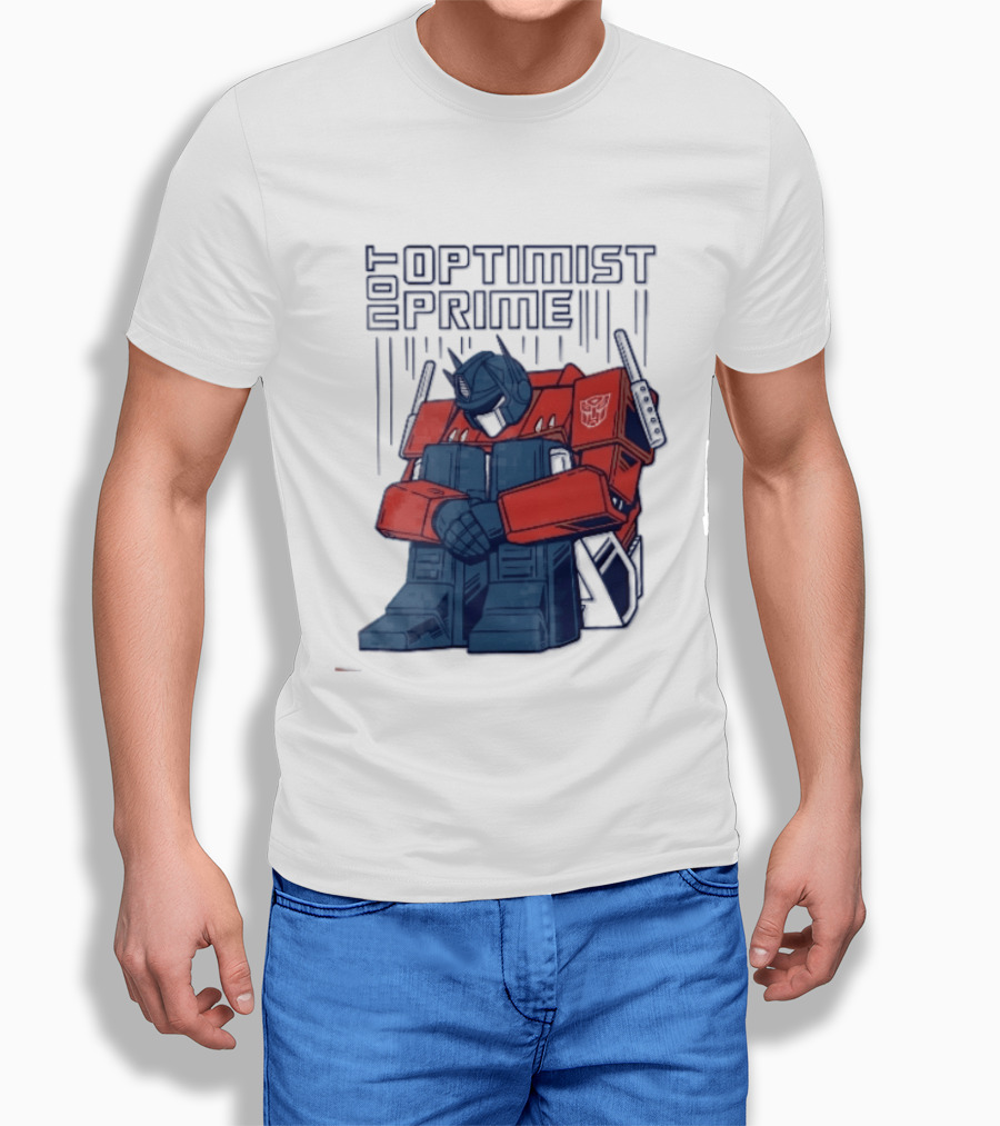 Optimist Prime Depressed Sad Robot Autobots Sitting T-Shirt