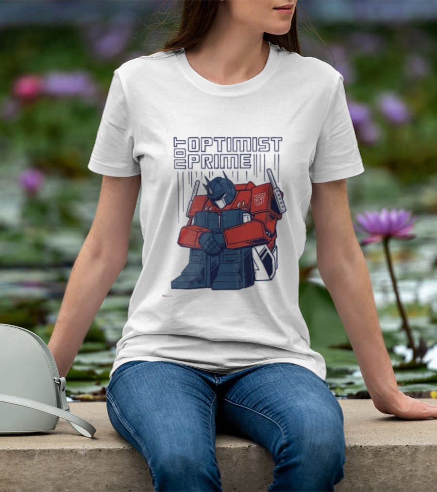 Optimist Prime Depressed Sad Robot Autobots Sitting T-Shirt