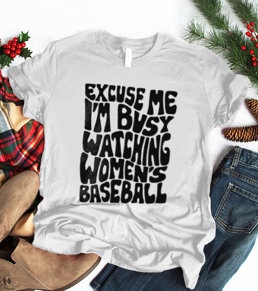 Excuse Me I'm Busy Ing Women's Baseball Doodlebymeg Groovy Wavy T-Shirt