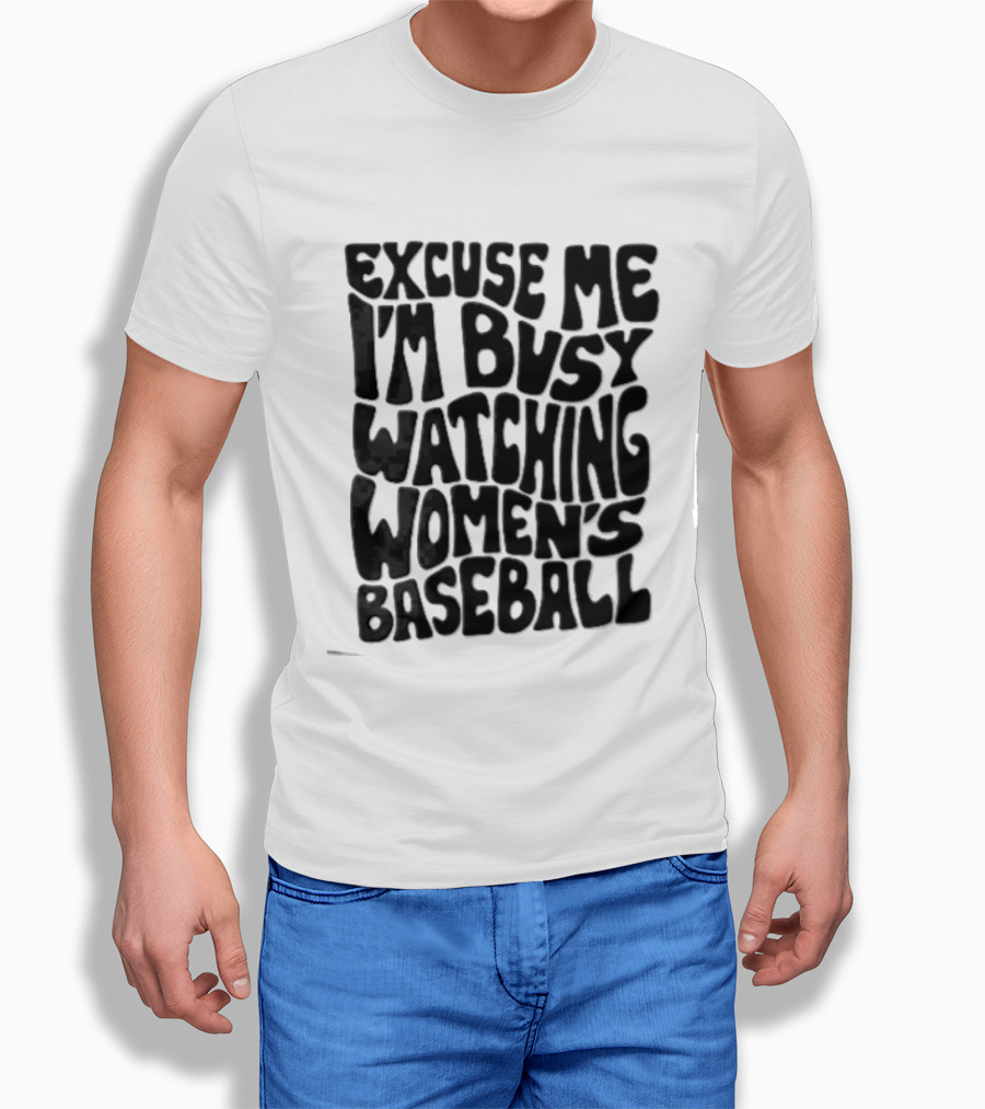 Excuse Me I'm Busy Ing Women's Baseball Doodlebymeg Groovy Wavy T-Shirt