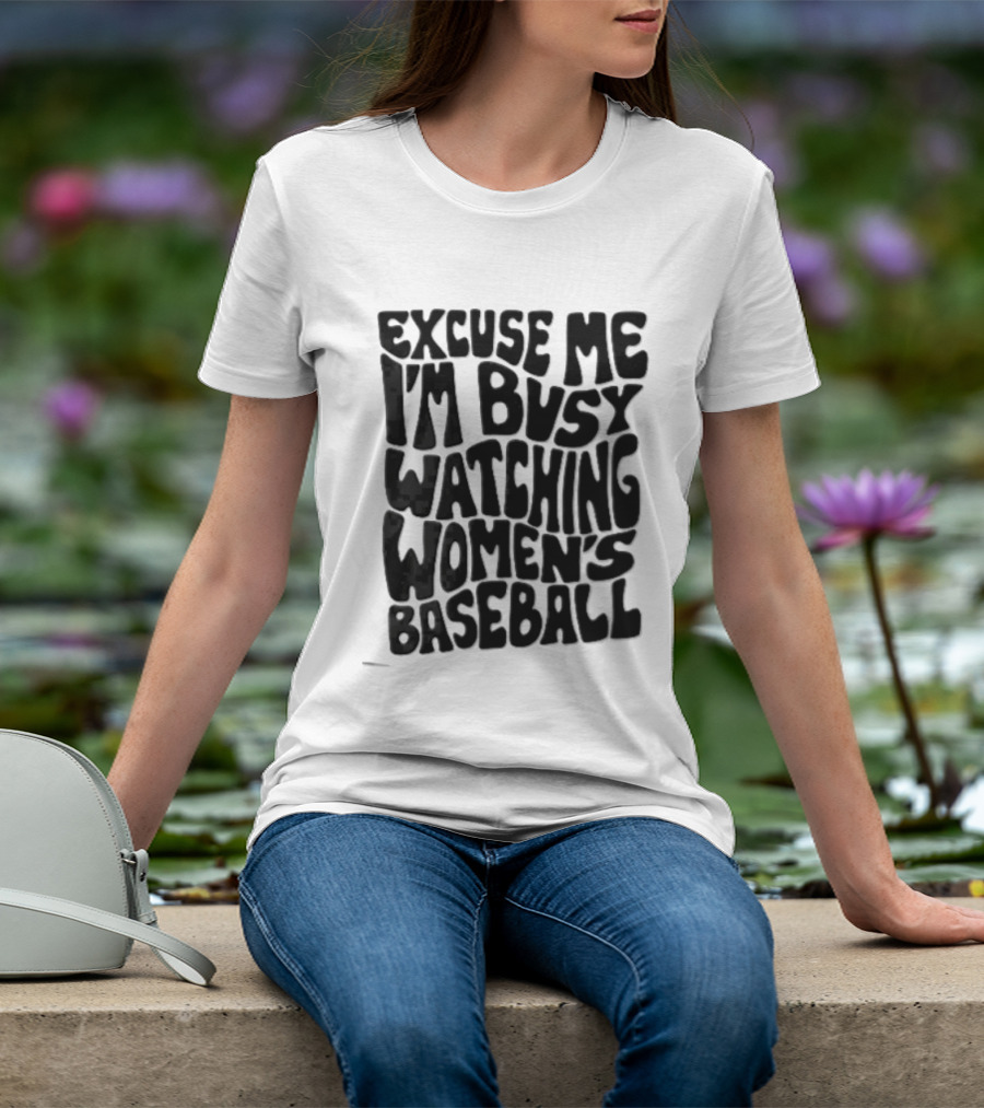 Excuse Me I'm Busy Ing Women's Baseball Doodlebymeg Groovy Wavy T-Shirt