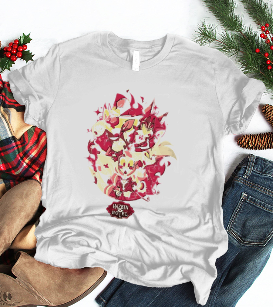 Hazbin Hotel Demon Characters Red Sparkles Group T-Shirt