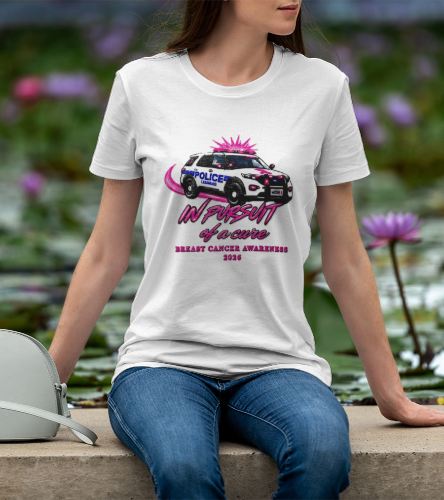 In Pursuit Of A Cure Police Car Breast Cancer Awareness 2026 T-Shirt