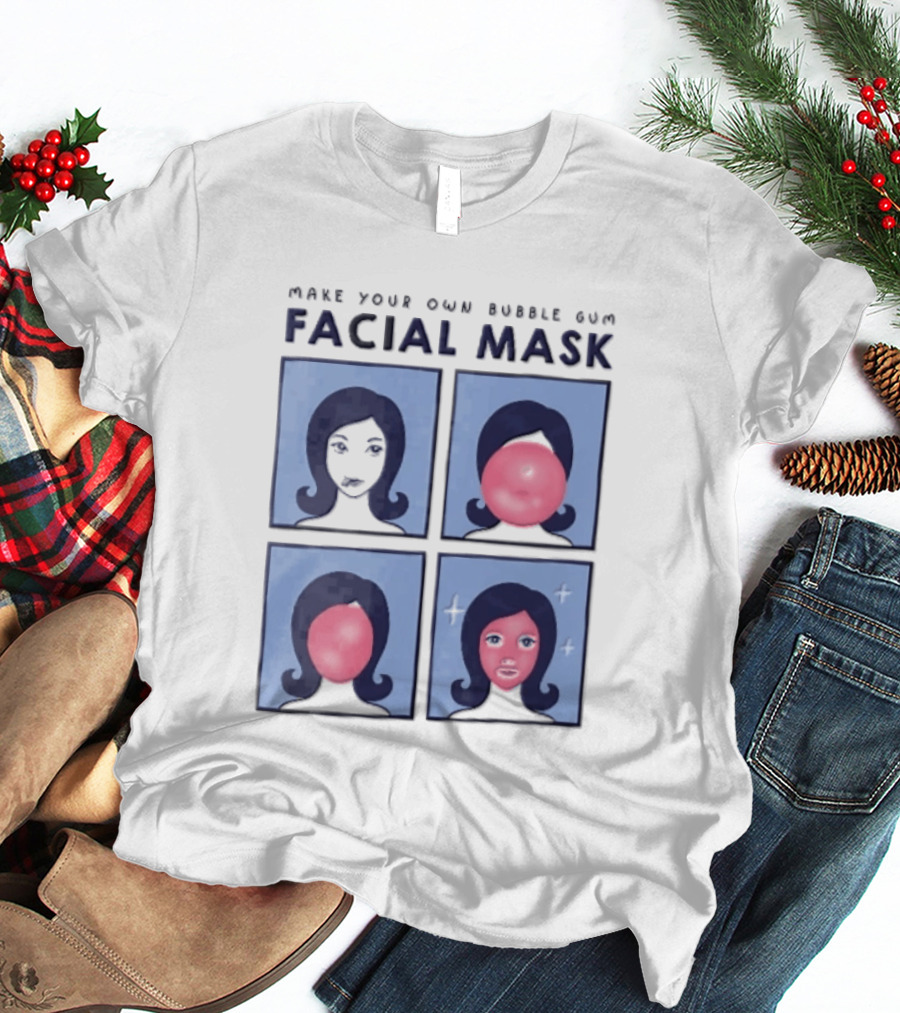 Make Your Own Bubble Gum Facial Mask Comic Woman Four Panel Pink Pop T-Shirt