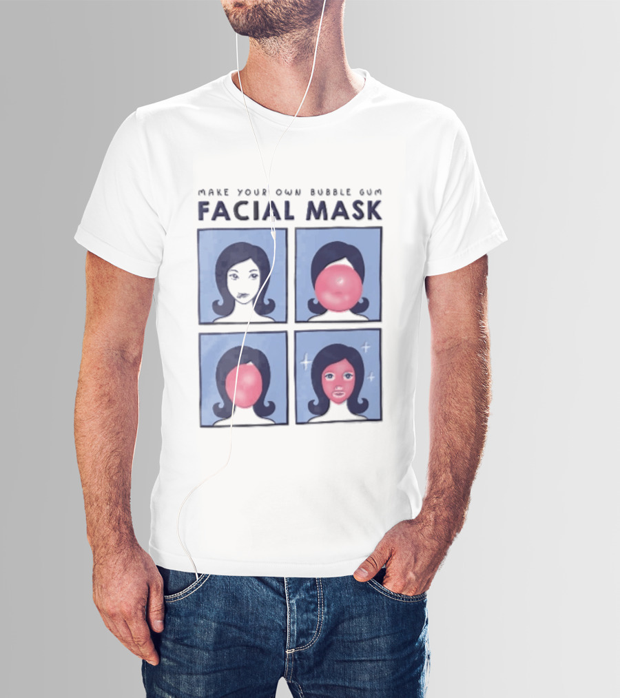 Make Your Own Bubble Gum Facial Mask Comic Woman Four Panel Pink Pop T-Shirt