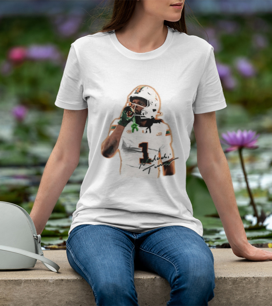 Miami Hurricanes Malachi Toney Player Photo Orange Glow NCAA Acc T-Shirt