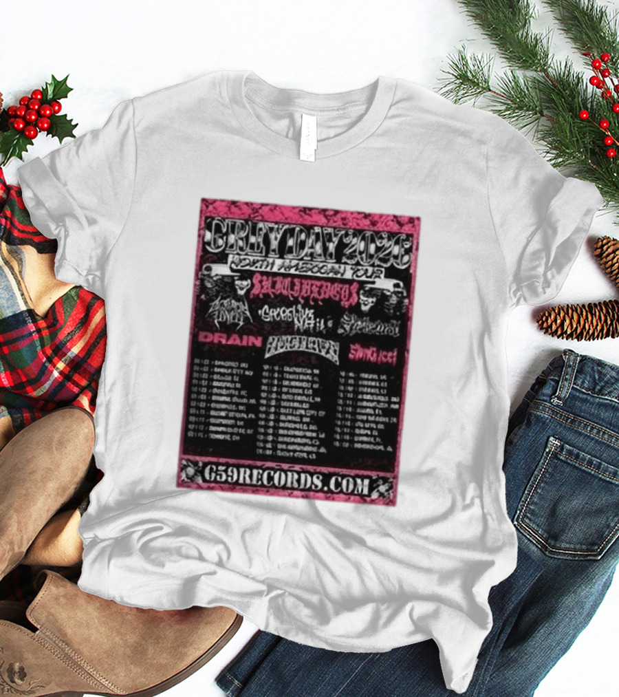 Greyday 2026 North American Tour Lineup Photo G59Records Suicideboys Drain Lineup Dates T-Shirt