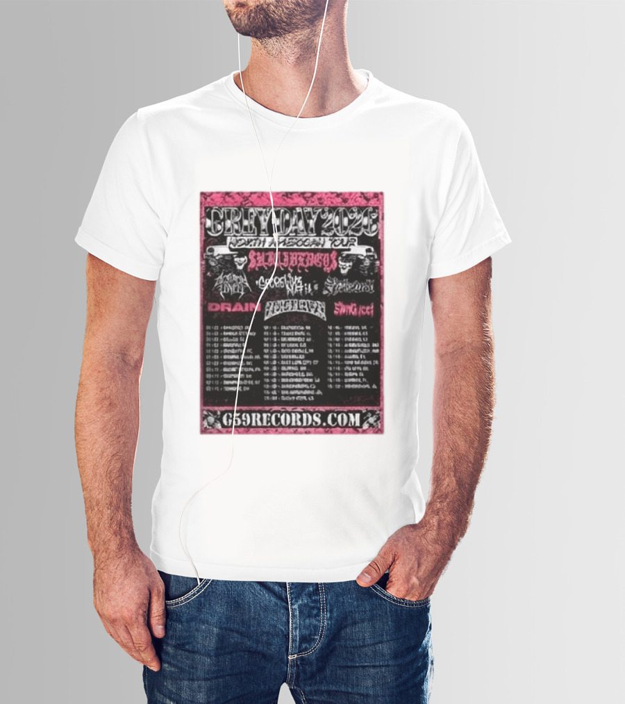 Greyday 2026 North American Tour Lineup Photo G59Records Suicideboys Drain Lineup Dates T-Shirt