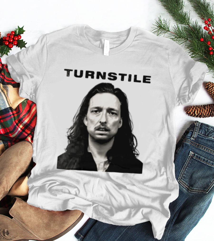 Turnstile Distressed Font Black And White T-Shirt