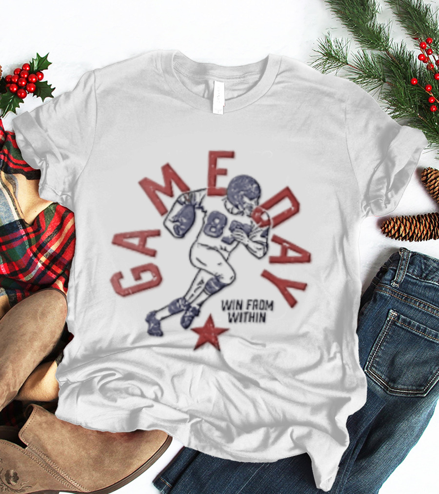 Win From Within Distressed Football Player Red Star T-Shirt