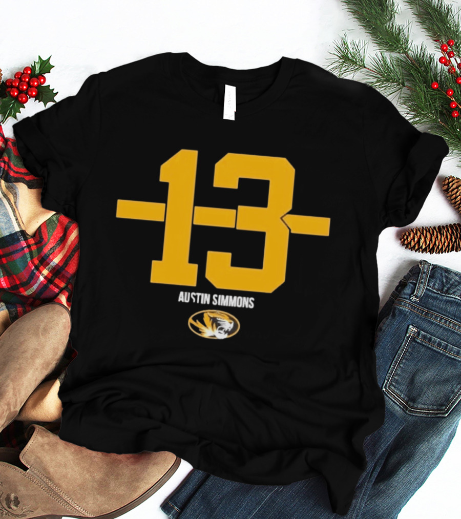 Austin Simmons 13 Missouri Tigers Number T-Shirt