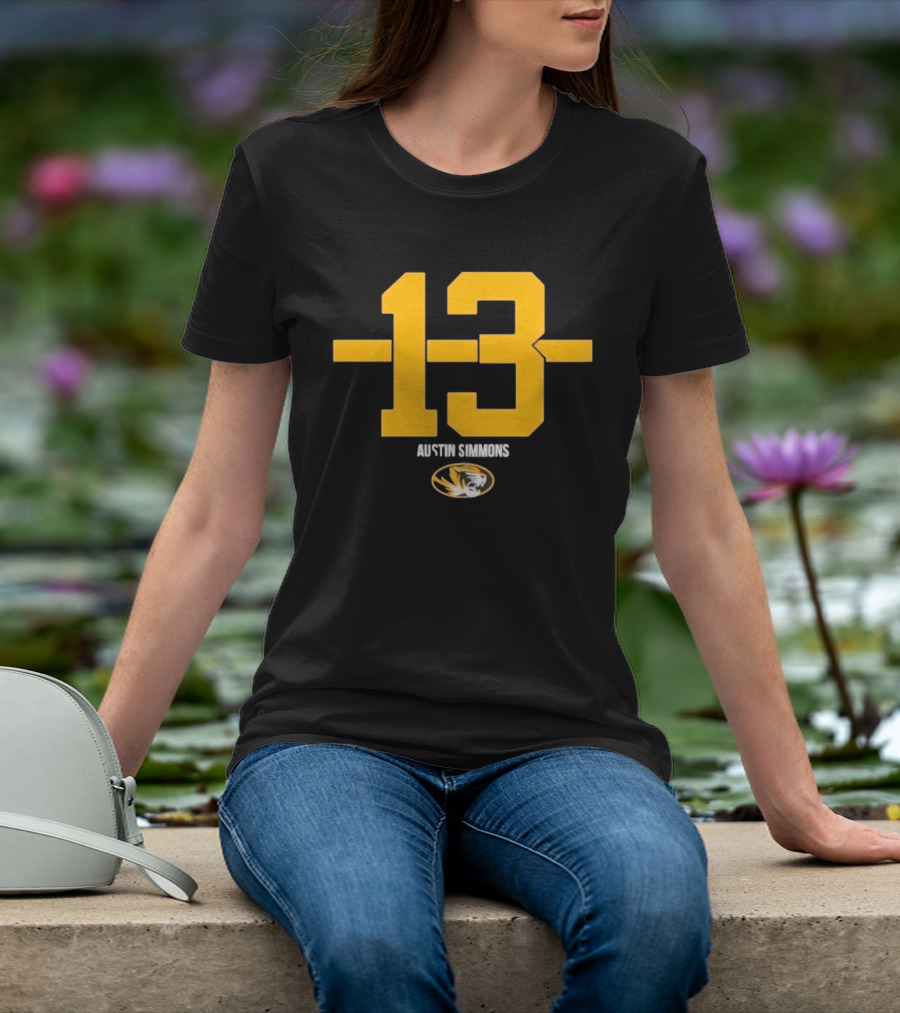 Austin Simmons 13 Missouri Tigers Number T-Shirt