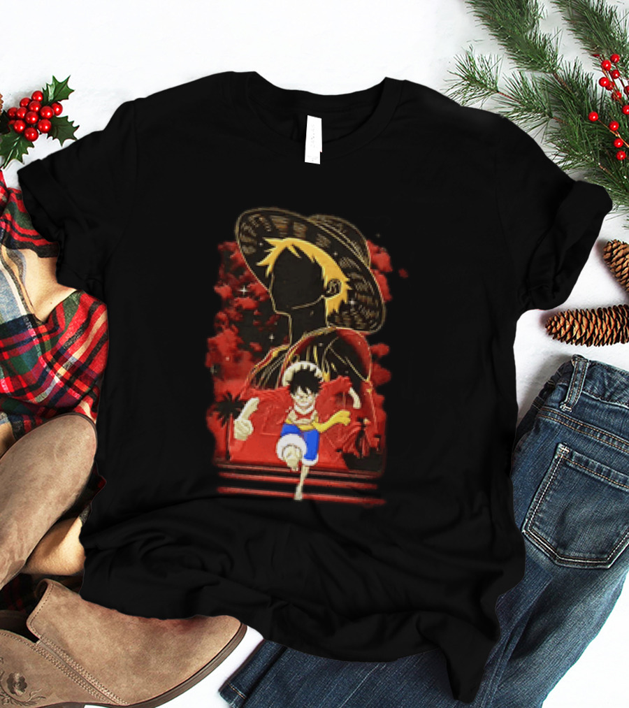 Monkey D Luffy Adventure Icon One Piece Anime Running Figure T-Shirt