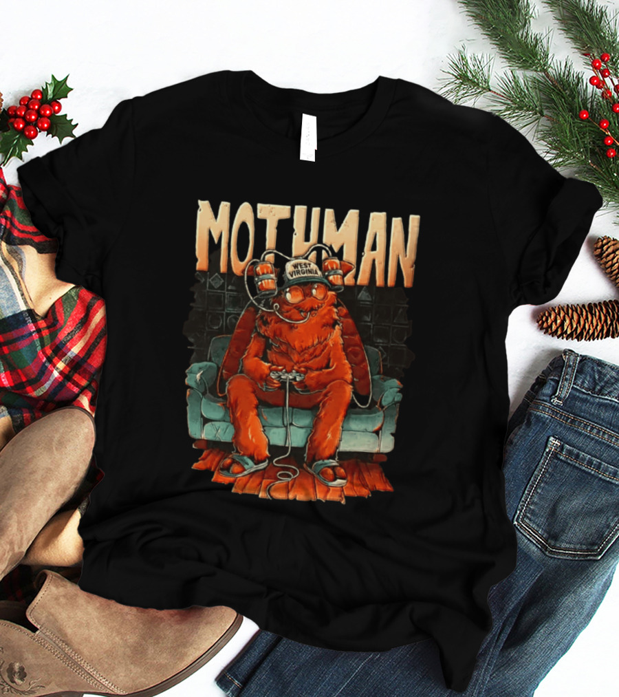 Mothman West Virginia Gaming Cryptid Legend On Couch T-Shirt