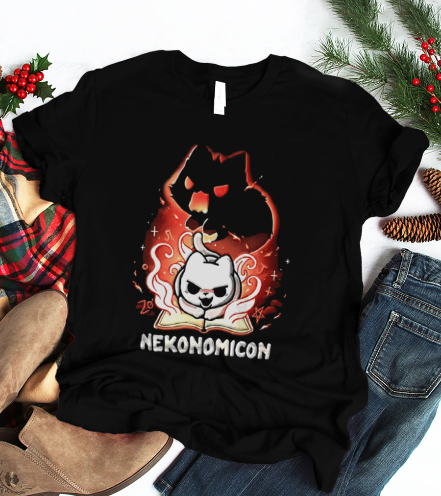 Nekonomicon Cat Summoning Dark Spirit Horror Occult Magic Spell Book T-Shirt