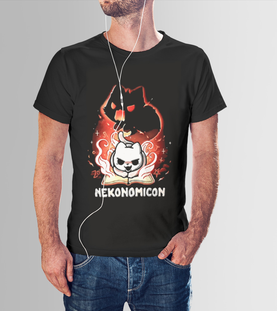 Nekonomicon Cat Summoning Dark Spirit Horror Occult Magic Spell Book T-Shirt