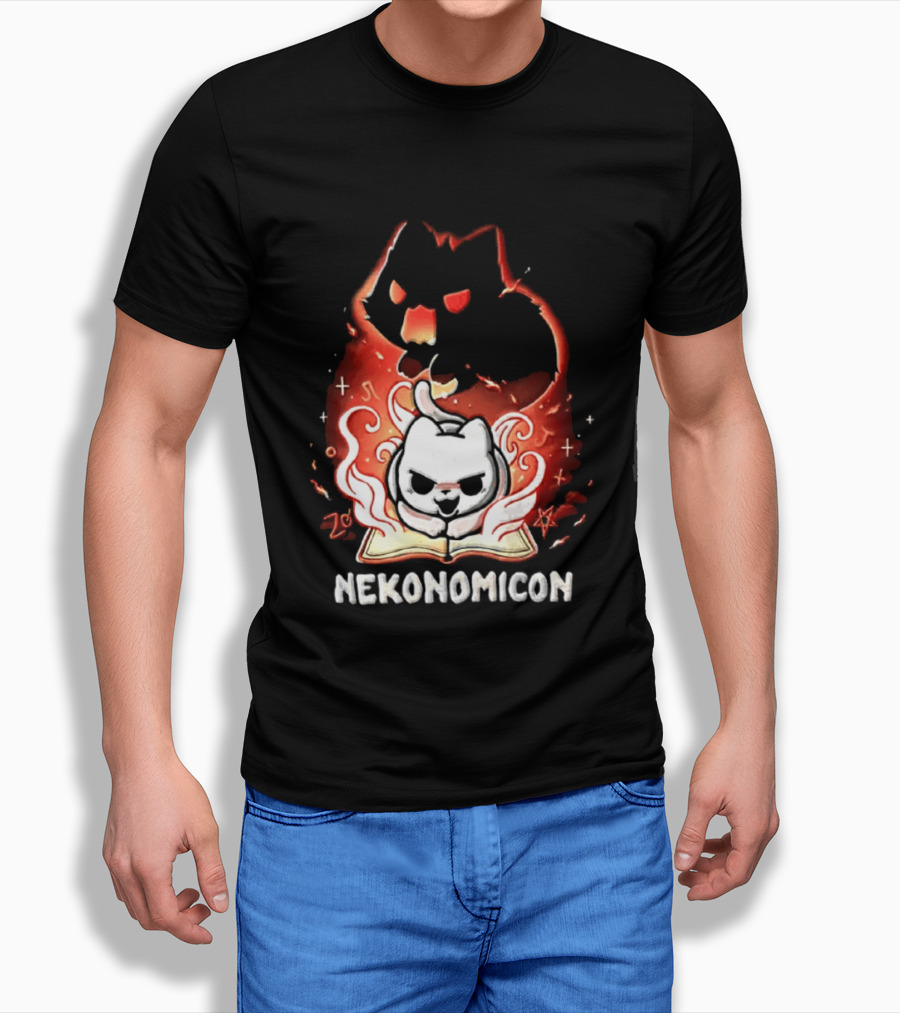 Nekonomicon Cat Summoning Dark Spirit Horror Occult Magic Spell Book T-Shirt