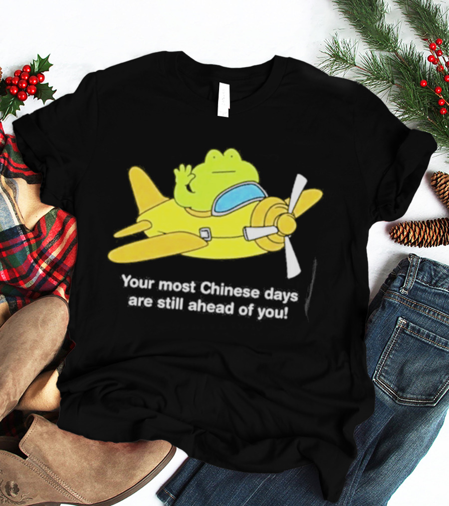 Frog Your Most Chinese Days Are Still Ahead Of You Airplane Scene T-Shirt