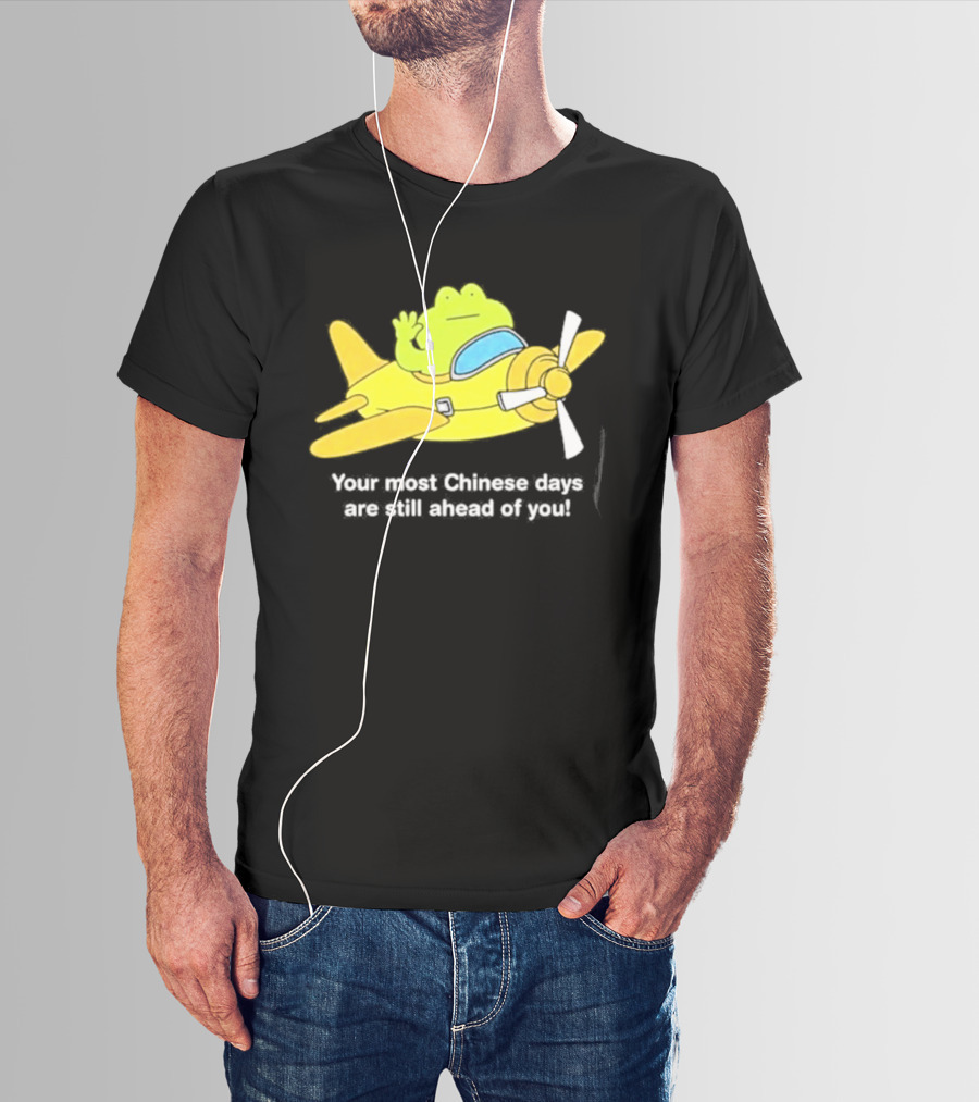 Frog Your Most Chinese Days Are Still Ahead Of You Airplane Scene T-Shirt