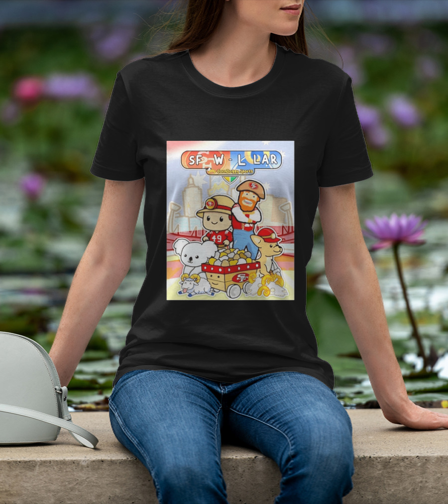 SF 49ers Vs LAR CornDoggy Sports Matchup With Cute Characters And Animals T-Shirt