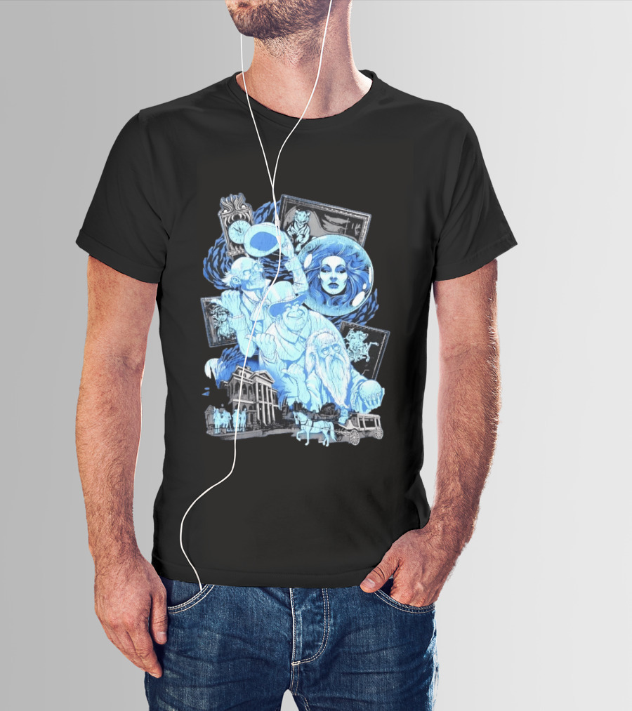 The Haunted Mansion Ghostly Spirits Madame Leota Hitchhiking Ghosts And Doom Buggy T-Shirt