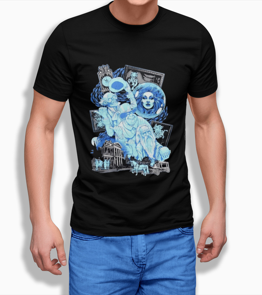 The Haunted Mansion Ghostly Spirits Madame Leota Hitchhiking Ghosts And Doom Buggy T-Shirt