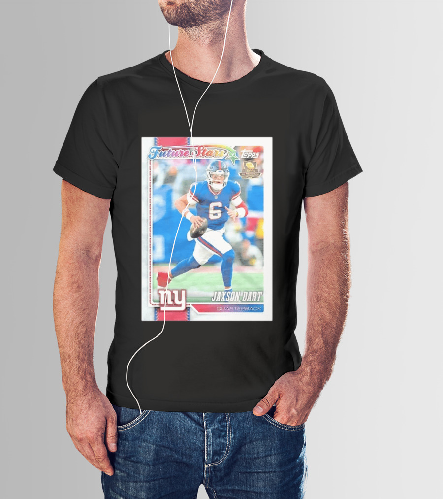 Future Stars Jaxson Dart New York Giants Quarterback Topps Card T-Shirt