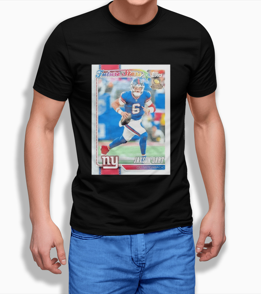 Future Stars Jaxson Dart New York Giants Quarterback Topps Card T-Shirt