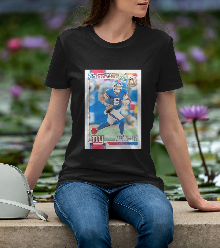 Future Stars Jaxson Dart New York Giants Quarterback Topps Card T-Shirt