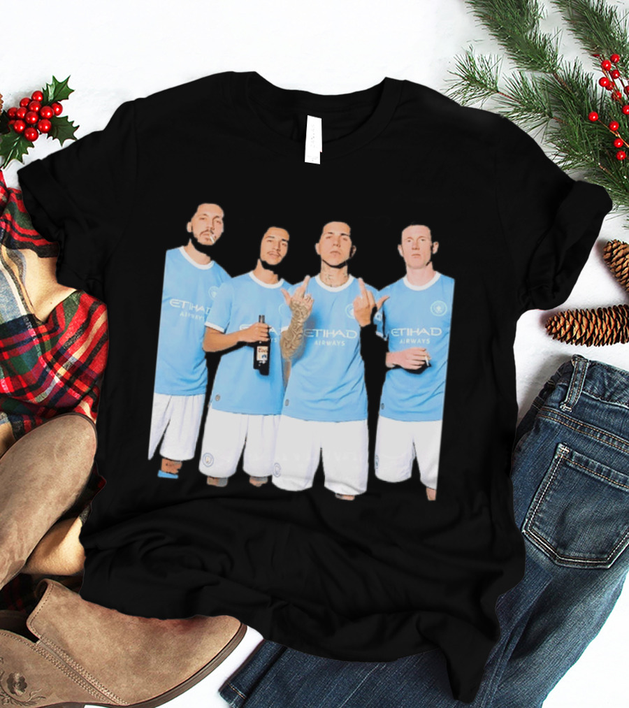 Manchester City Etihad Airways Kit Players Bottle Pose T-Shirt