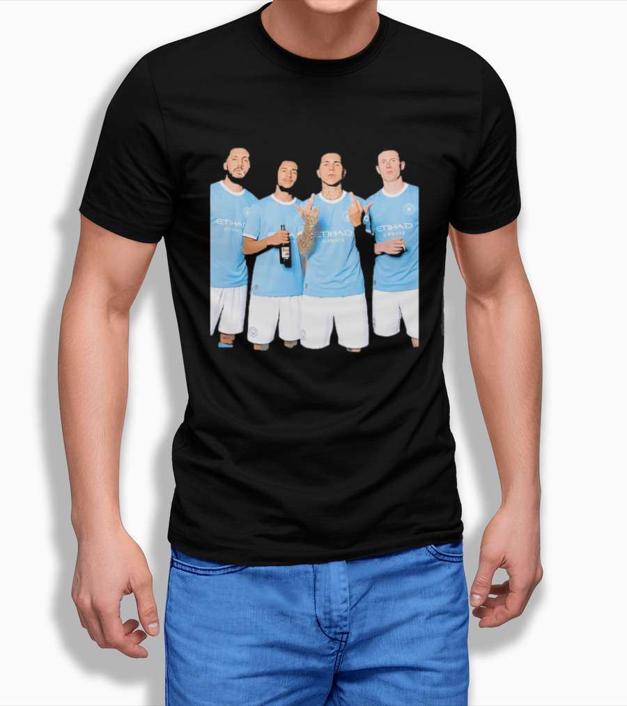 Manchester City Etihad Airways Kit Players Bottle Pose T-Shirt
