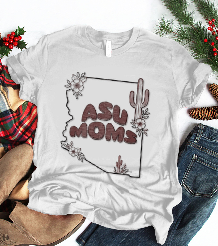 Arizona State University Moms Map Flowers Cactus T-Shirt