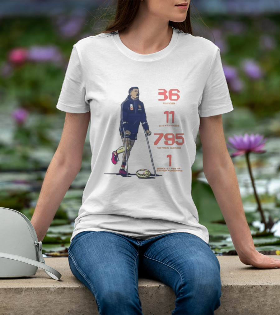 Izak Rankine 36 Tackles Crutches Adelaide Crows AFL Stats 795 Meters Gained T-Shirt