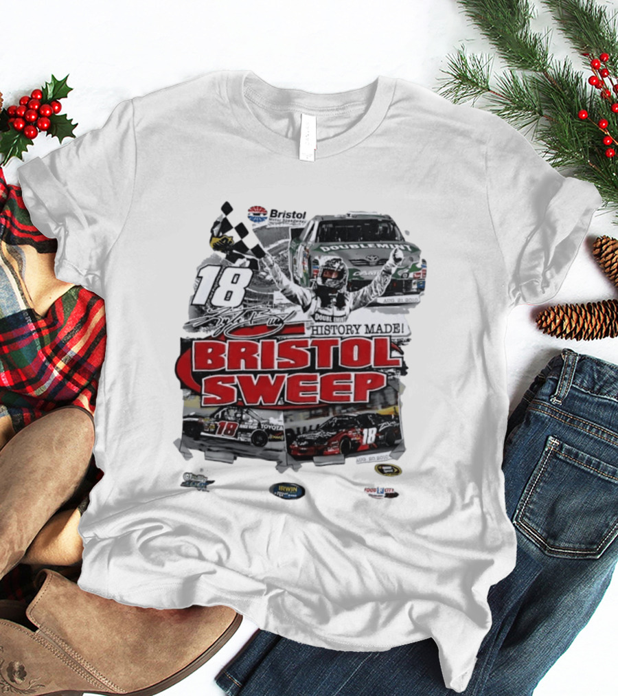 Bristol Motor Speedway History Made Three Wins August 2010 18 Bristol Sweep T-Shirt