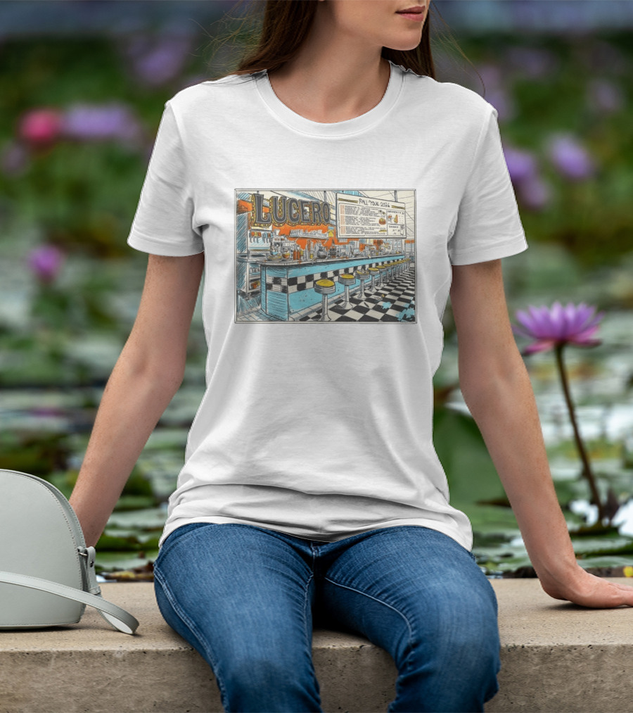 Lucero Fall Tour 2026 Diner Indie Rock Showdeer Vintage Americana Scenery T-Shirt