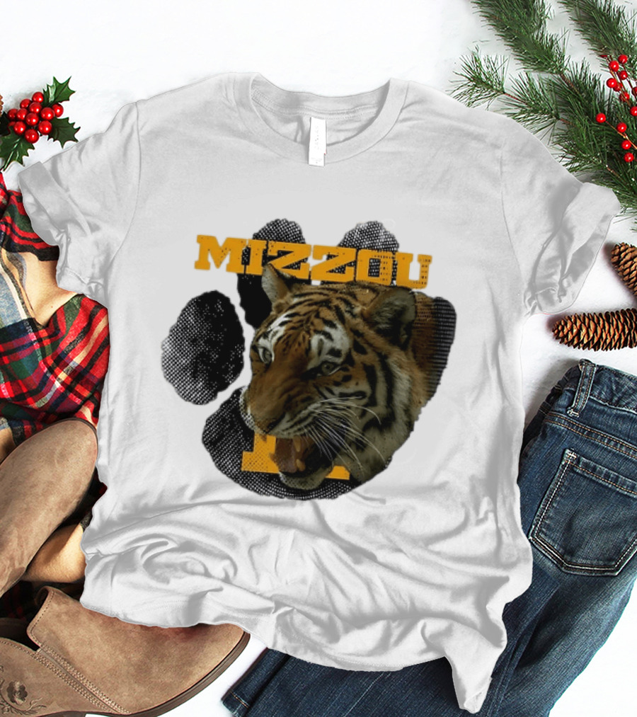Mizzou Tigers Paw NCAA College Sports Tiger Head T-Shirt
